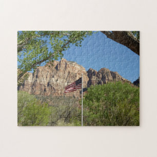 Amerikanische Flagge im Zion National Park II Puzzle