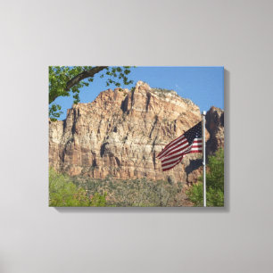 Amerikanische Flagge im Zion-Nationalpark I Leinwanddruck