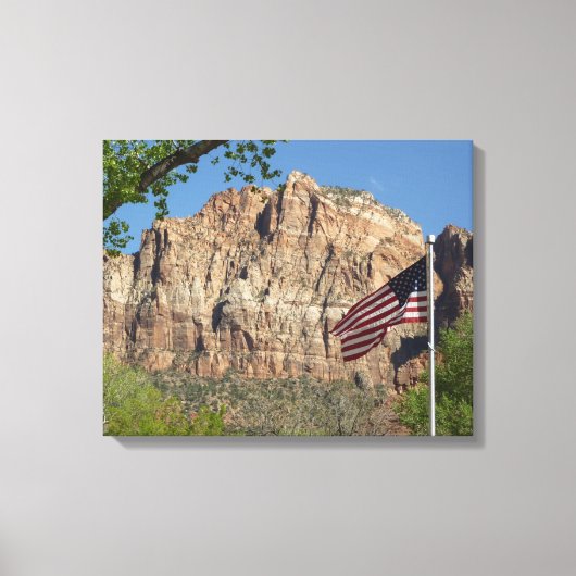 Amerikanische Flagge im Zion-Nationalpark I Leinwanddruck (Vorderseite)