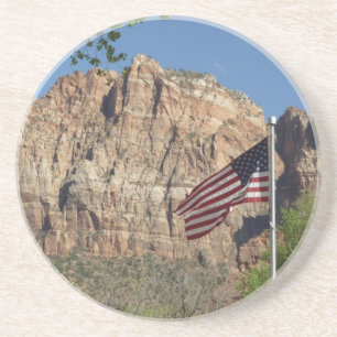 Amerikanische Flagge im Zion-Nationalpark I Sandstein Untersetzer