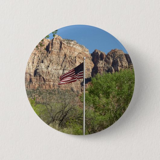 Amerikanische Flagge im Zion-Nationalpark II Button (Vorderseite)