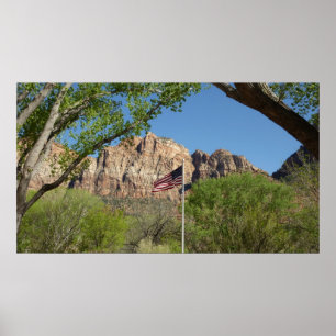 Amerikanische Flagge im Zion-Nationalpark II Poster