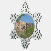 Amerikanische Flagge im Zion-Nationalpark II Schneeflocken Zinn-Ornament (Rechts)