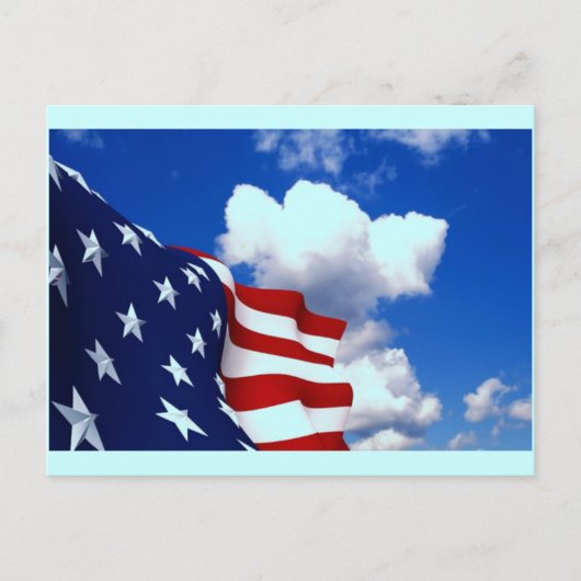 Amerikanische Flagge in blauem Himmel Postkarte (Vorderseite)