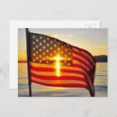 Amerikanische Flagge in der Sonne Postkarte (Vorne/Hinten)