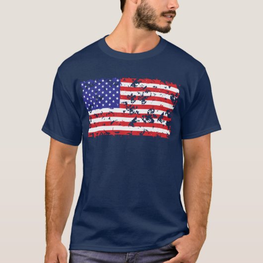 Amerikanische Flagge in einem gestörten Muster T-Shirt (Vorderseite)