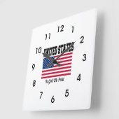 Amerikanische Flagge, in Gott vertrauen wir, Quadratische Wanduhr (Winkel)