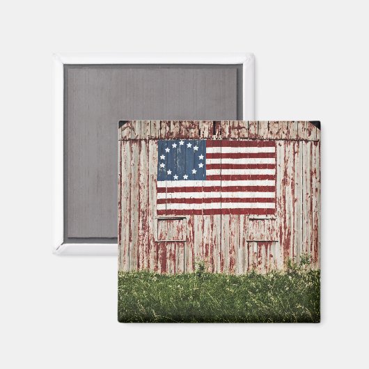 Amerikanische Flagge in Scheune gemalt Magnet (Vorderseite/Rückseite)