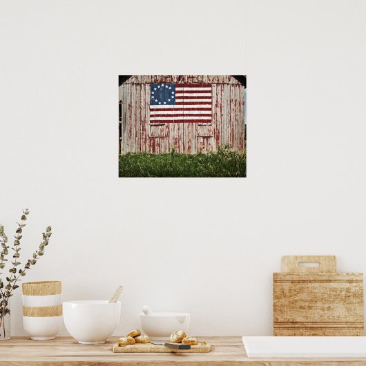 Amerikanische Flagge in Scheune gemalt Poster (Küche)