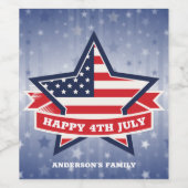 Amerikanische Flagge in Star-Form Weinetikett (Einzelnes Label)
