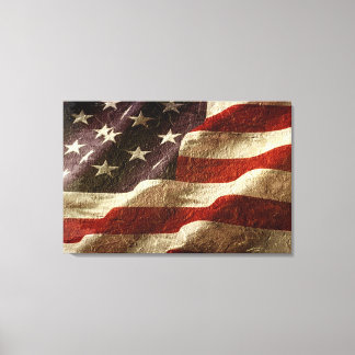 Amerikanische Flagge in Stone gehauen Leinwanddruck