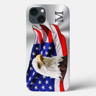 Amerikanische Flagge iPhone Hüllen mit Monogramm