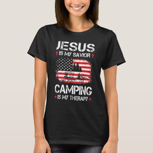 Amerikanische Flagge ist mein Retter-Camping ist m T-Shirt (Vorderseite)