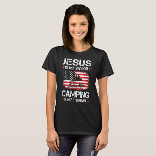 Amerikanische Flagge ist mein Retter-Camping ist m T-Shirt (Vorne ganz)