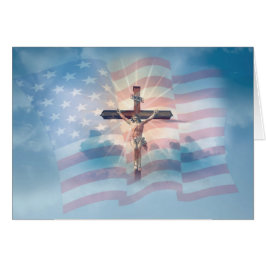 Amerikanische Flagge Jesus auf Kruzifix-Wolken