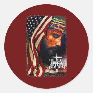 Amerikanische Flagge Jesus Christliches Zitat Bibe Runder Aufkleber