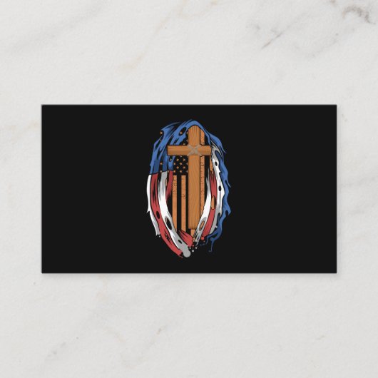 Amerikanische Flagge Jesus kreuzt religiöse USA Visitenkarte (Vorderseite)