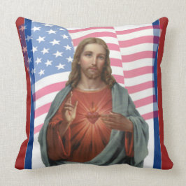 Amerikanische Flagge Jesus spielt die religiösen Kissen