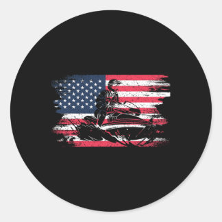 Amerikanische Flagge Jet Ski für Frauen Kinder Män Runder Aufkleber