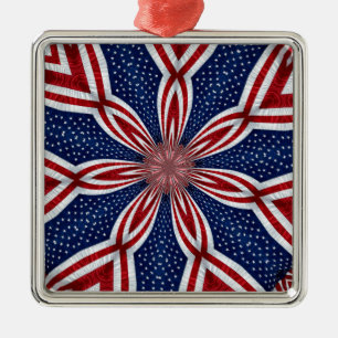 Amerikanische Flagge Kaleidoskop Abstrakt 1 Ornament Aus Metall