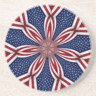 Amerikanische Flagge Kaleidoskop Abstrakt 1 Sandstein Untersetzer