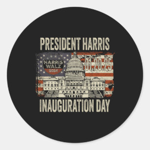 Amerikanische Flagge Kamala Harris Präsident Einwe Runder Aufkleber