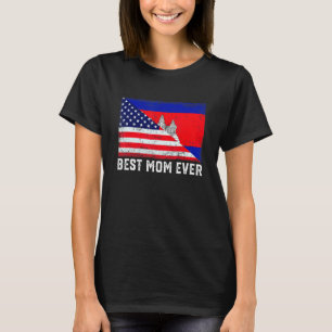 Amerikanische Flagge Kambodscha Flag Beste Mama je T-Shirt