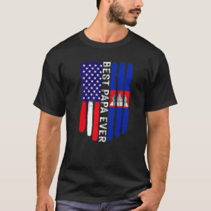 Amerikanische Flagge & Kambodscha Flag Beste Papa- T-Shirt