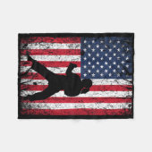 Amerikanische Flagge Karate 4. Juli Patriotic Gir Fleecedecke (Vorderseite (Horizontal))