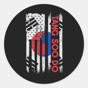 Amerikanische Flagge Karate Vintag 4. Juli Novel Runder Aufkleber
