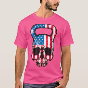 Amerikanische Flagge Kettlebell Gewichtheben T-Shirt