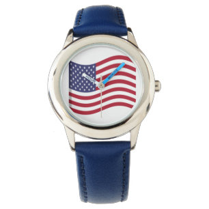 Amerikanische Flagge - Kinder beobachten Armbanduhr