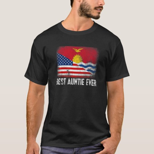 Amerikanische Flagge & Kiribati Flag Beste Tante j T-Shirt (Vorderseite)