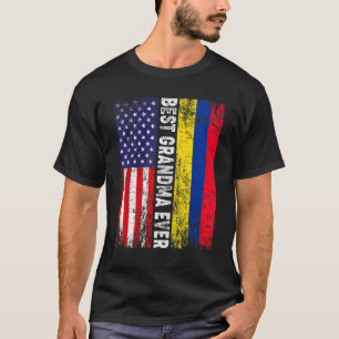 Amerikanische Flagge & Kolumbien-Flagge Beste Oma- T-Shirt