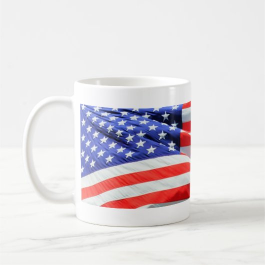 Amerikanische Flagge, können Sie Text- und Kaffeetasse (Links)
