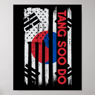 Amerikanische Flagge Koreanisches Karate Vintage 4 Poster