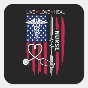Amerikanische Flagge Krankenpfleger Tag Geschenke, Quadratischer Aufkleber