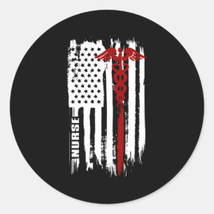 Amerikanische Flagge Krankenschwester in den USA Runder Aufkleber