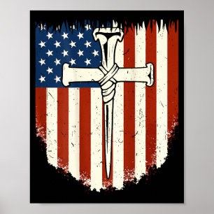 Amerikanische Flagge Kreuz 3 Nagel Patriotischer C Poster