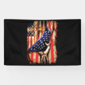 Amerikanische Flagge Kreuz Jesus Hand Stolz Christ Banner (Horizontal)