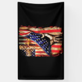 Amerikanische Flagge Kreuz Jesus Hand Stolz Christ Banner (Vertikal)