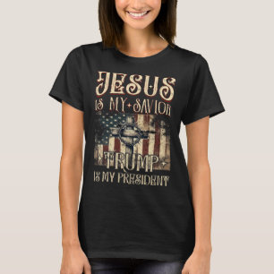 Amerikanische Flagge Kreuz Jesus ist mein Retter T T-Shirt