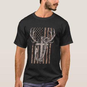 Amerikanische Flagge & Kreuzjagd & Fischfang Lover T-Shirt