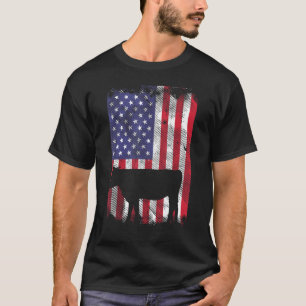 Amerikanische Flagge Kuh Vintage Farm Tier Patriot T-Shirt