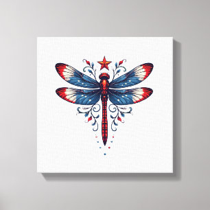 Amerikanische Flagge Libelle Patriotisch 4. Juli R Leinwanddruck