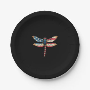 Amerikanische Flagge Libelle Patriotisch 4. Juli R Pappteller
