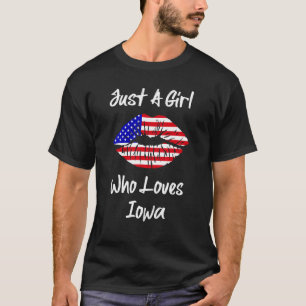 Amerikanische Flagge Lippen nur ein Mädchen, das I T-Shirt