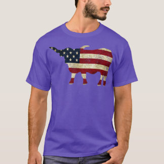 Amerikanische Flagge Longhorn-Rinder T-Shirt