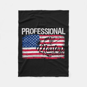 Amerikanische Flagge Lustig Fischen Retro Professi Fleecedecke