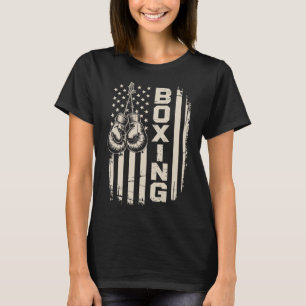 Amerikanische Flagge Lustiger Boxkämpfer Turnhalle T-Shirt